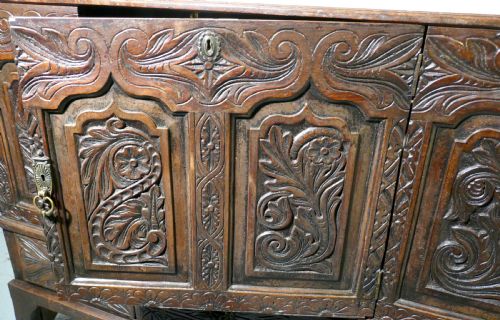 fig 3. Large 18th Century Carved Oak Marriage Chest 