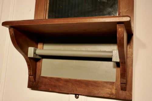 fig 1. 19th Century French Walnut Cloakroom Wall Mirror with Towel Rail