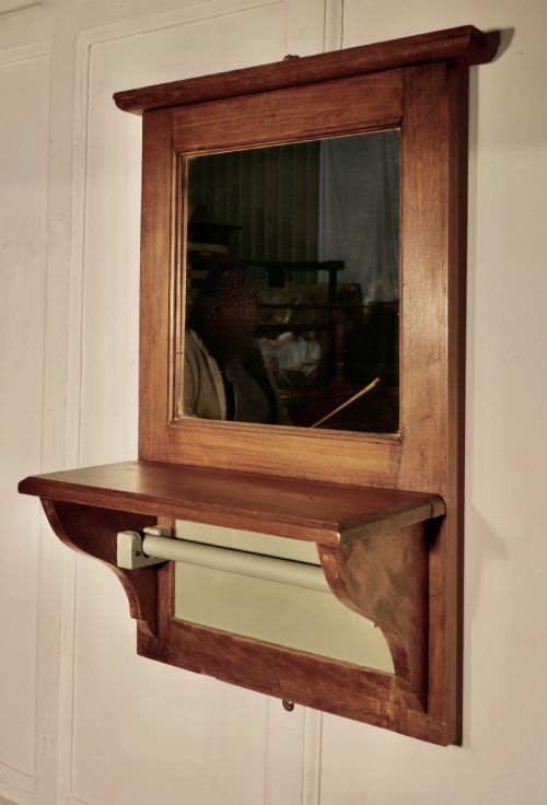 fig 2. 19th Century French Walnut Cloakroom Wall Mirror with Towel Rail