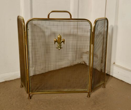 19th Century Folding Brass Fire Guard