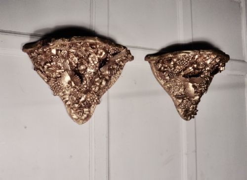 A Pair of 19th Century Carved Gilt Wall Brackets