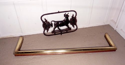 fig 2. Large Heavy Victorian Brass and Oak Fender