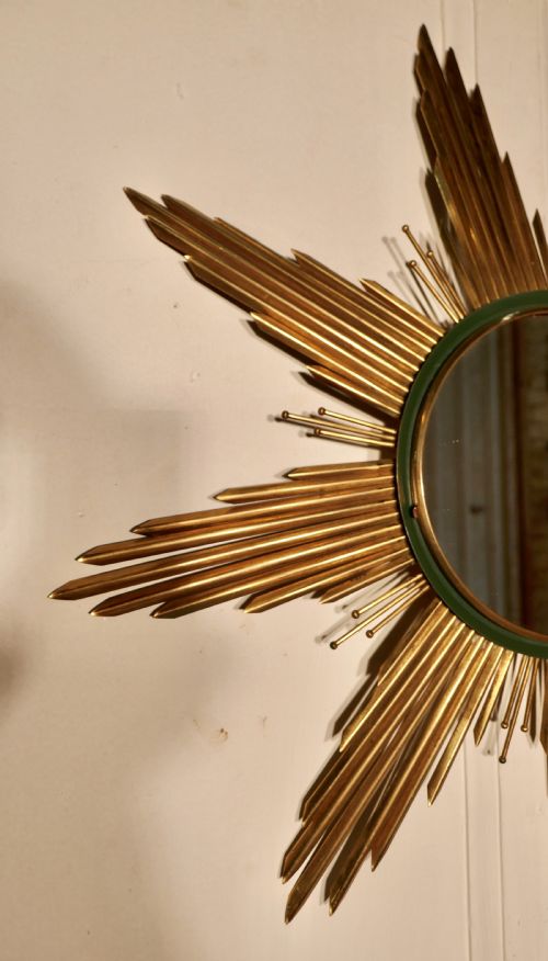 fig 4. French Art Deco Sunburst-Starburst Toleware Gilt Mirror