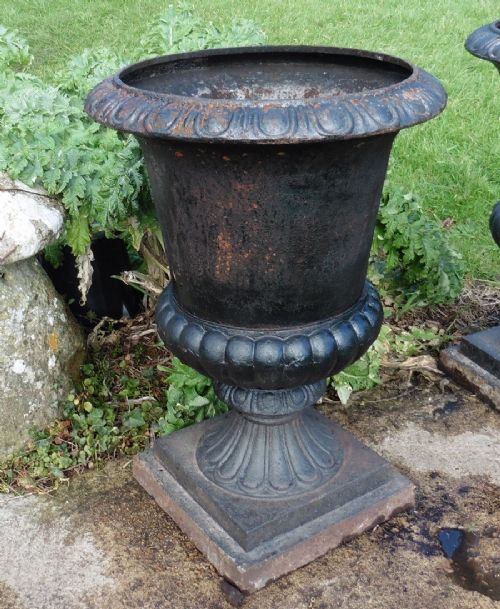 fig 3. Pair of Very Large Victorian 19th Century Cast Iron Urns, Garden Planters