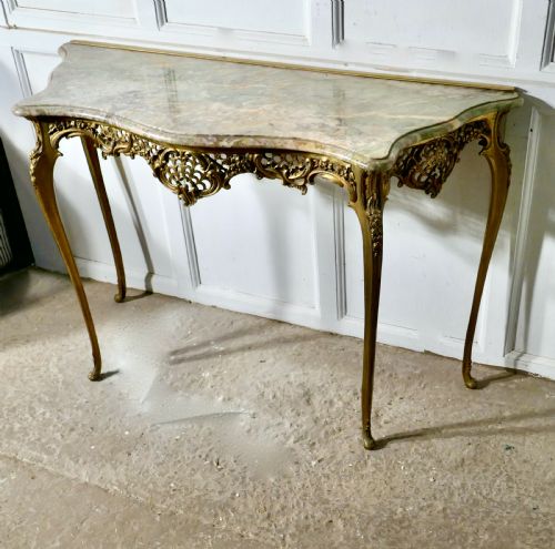 fig 4. French Brass and Marble Console Table with Matching Cushion Mirror