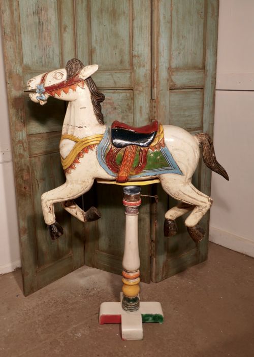 fig 4. Small 19th Century painted Wooden Carousel Galloper or Fair Ground Horse
