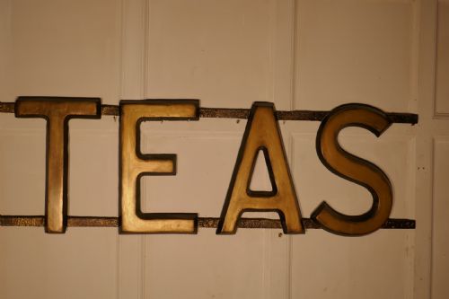3 Dimensional Large Gilt Letter Wooden Tea Shop Sign