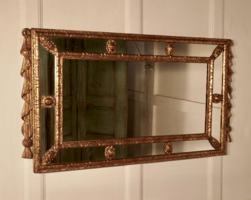 French Gilded Landscape Cushion Mirror