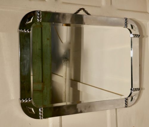 fig 1. Large French Art Deco Chrome Wall Mirror