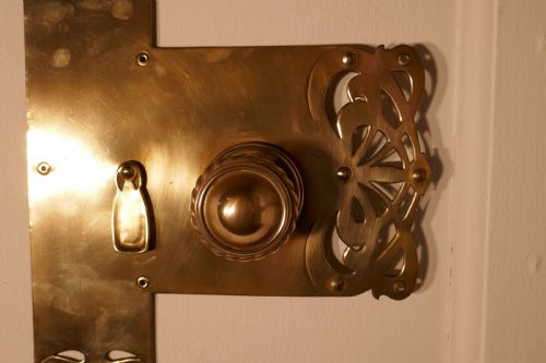 fig 3. Large Art Nouveau Brass Front Door Plate with Knob and Escutcheon