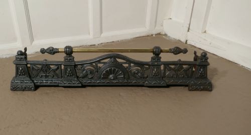 fig 1. Small Victorian Cast Iron and Brass Fender or Dog Grate