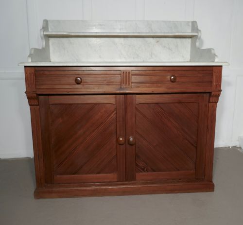 fig 1. Arts and Crafts Pitch Pine Marble Top Cupboard 