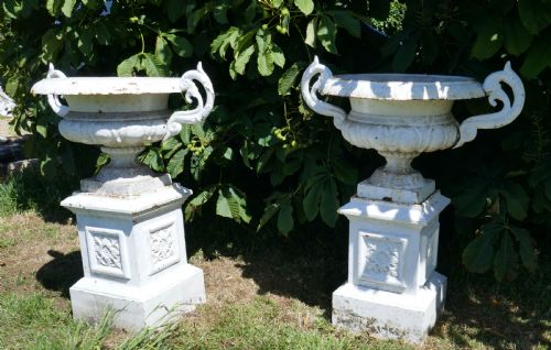 fig 2. Pair of Very Large Victorian Cast Iron Garden Urns,