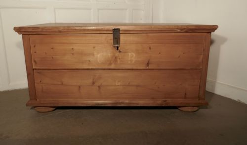 Large 19th Century European Stripped Pine Chest