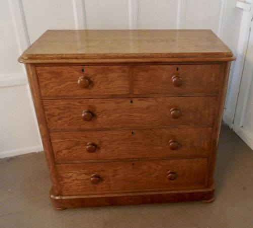 A Large Victorian Burr Ash Chest of Drawers
