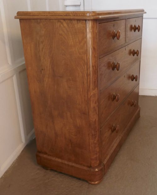 fig 1. A Large Victorian Burr Ash Chest of Drawers