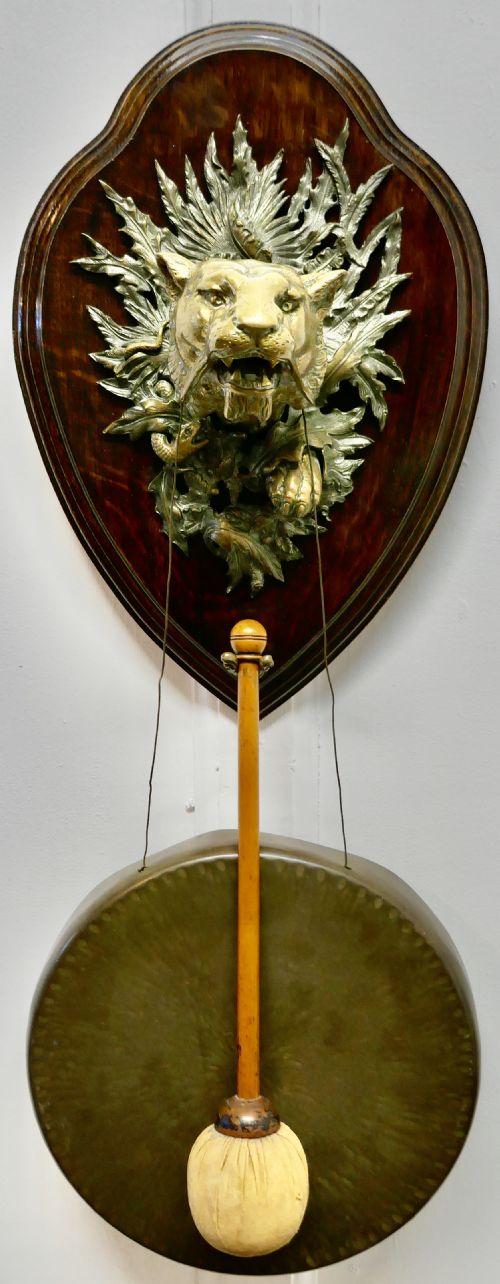 Brass Tiger’s Head Dinner Gong by William Tonk & Son