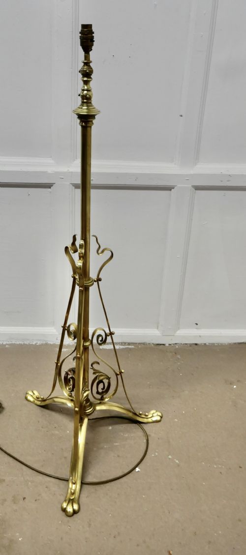 Adjustable Brass Floor Lamp in the Arts and Crafts Style