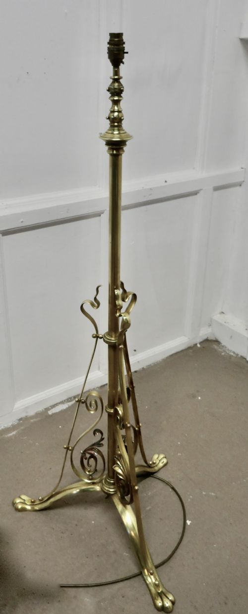 fig 1. Adjustable Brass Floor Lamp in the Arts and Crafts Style