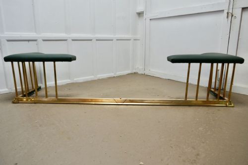 A Very Large Brass and Green Leather Club Fender