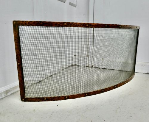 fig 3. Victorian Arts and Crafts Beaten Copper Curved Spark Screen fire guard