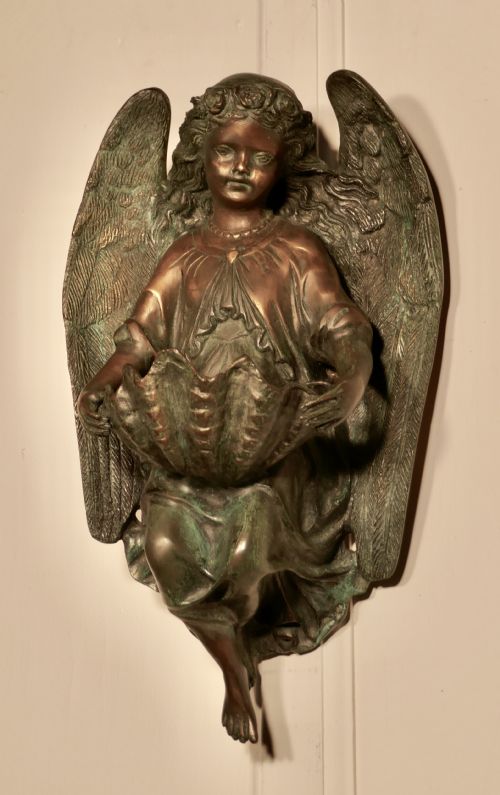 fig 1. French Bronze Angel, Wall Plaque After Dumaige 1838