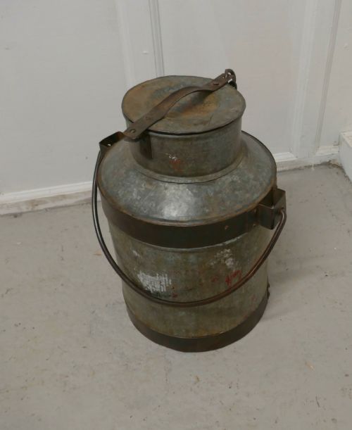 fig 1. 19th C Galvanised Metal Milk Churn with Iron Strapping