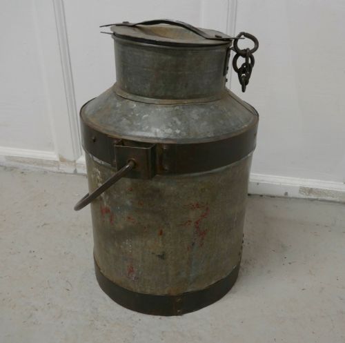 fig 3. 19th C Galvanised Metal Milk Churn with Iron Strapping