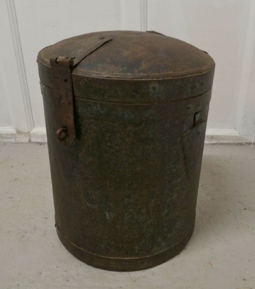 19th C Large Heavy Metal Lockable Grain Storage Bin