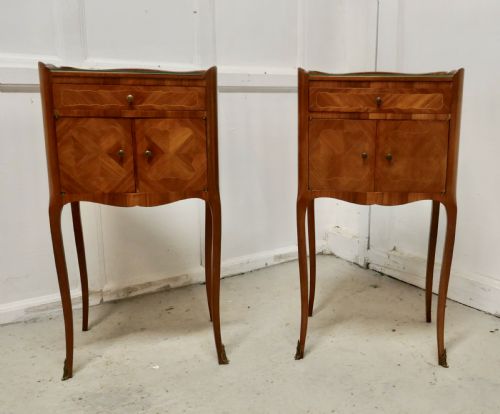 Pair of French Satin Walnut Bedside Cabinets