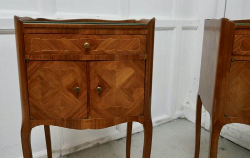 fig 1. Pair of French Satin Walnut Bedside Cabinets