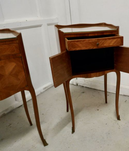 fig 2. Pair of French Satin Walnut Bedside Cabinets
