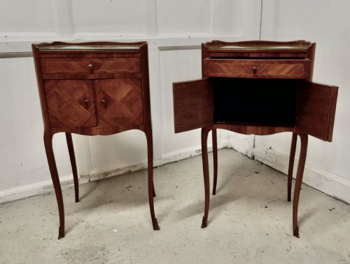 fig 3. Pair of French Satin Walnut Bedside Cabinets
