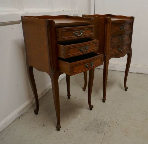 fig 2. Pair of French. 3 Drawer Cherry Wood Bedside Cabinets 