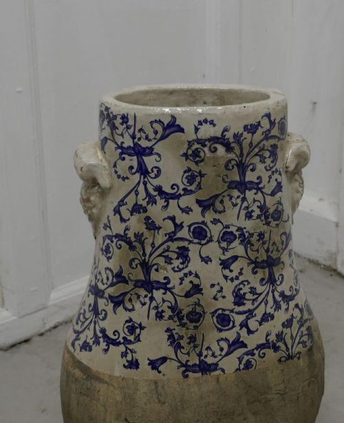 fig 1. Very Heavy 19th Century Dutch Delft Earthenware Cooler Pot