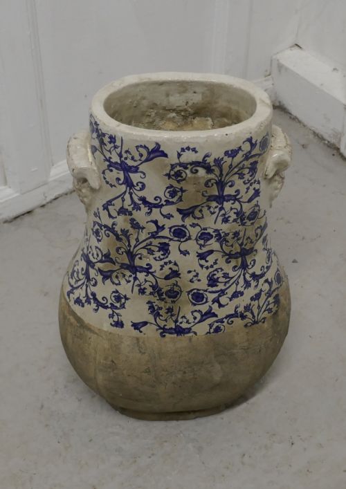 fig 2. Very Heavy 19th Century Dutch Delft Earthenware Cooler Pot