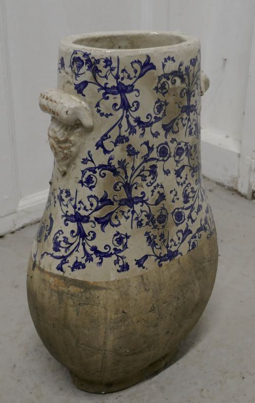 fig 4. Very Heavy 19th Century Dutch Delft Earthenware Cooler Pot