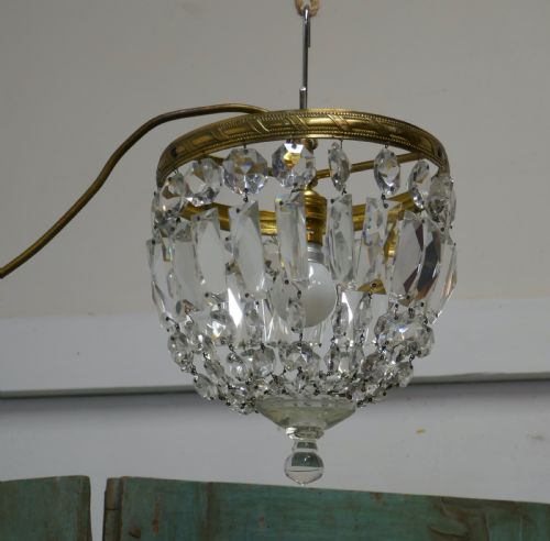 Small French Empire Style Crystal Basket Chandelier