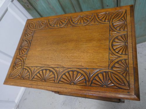 fig 4. Late Victorian Golden Oak Carved Occasional Side table
