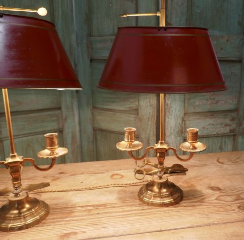 fig 2. Pair of French Painted Toleware and Brass Twin Table Lamps