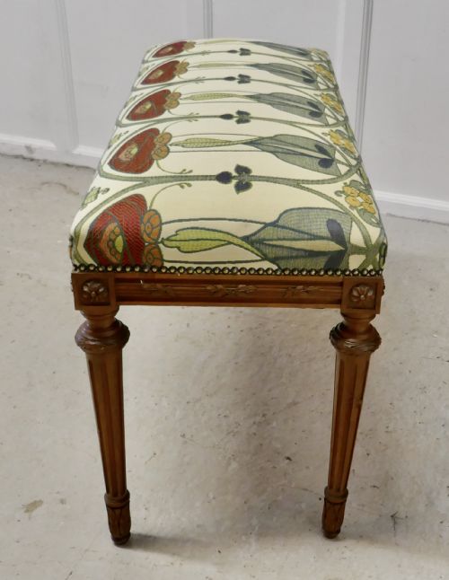fig 1. French Art Nouveau Carved Upholstered Walnut Window Seat