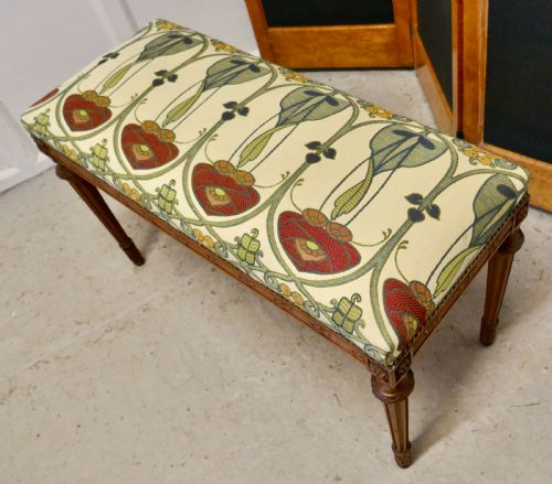 fig 2. French Art Nouveau Carved Upholstered Walnut Window Seat