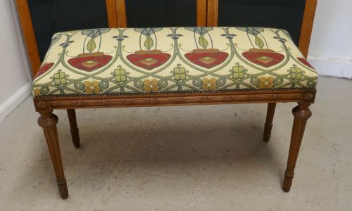 fig 3. French Art Nouveau Carved Upholstered Walnut Window Seat