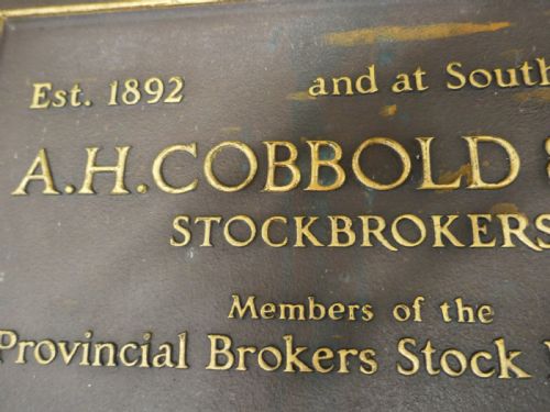 fig 2. 19th Century Bronze Stockbrokers Plaque