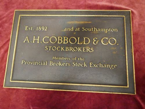 fig 3. 19th Century Bronze Stockbrokers Plaque