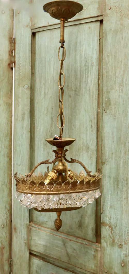 Unusual Oval Shaped French Empire Style Basket Chandelier