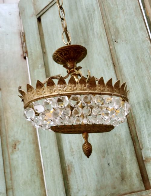 fig 1. Unusual Oval Shaped French Empire Style Basket Chandelier