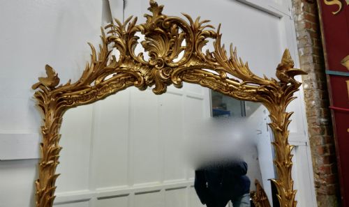 fig 2. A Large Elaborate French Rococo Gilt Console Mirror Decorated with Leaves and Birds