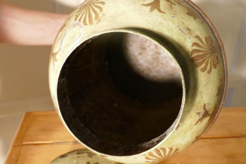 fig 4. A Pair of Early Very Large Hand Painted Toleware Tea Canisters, with Lids, 