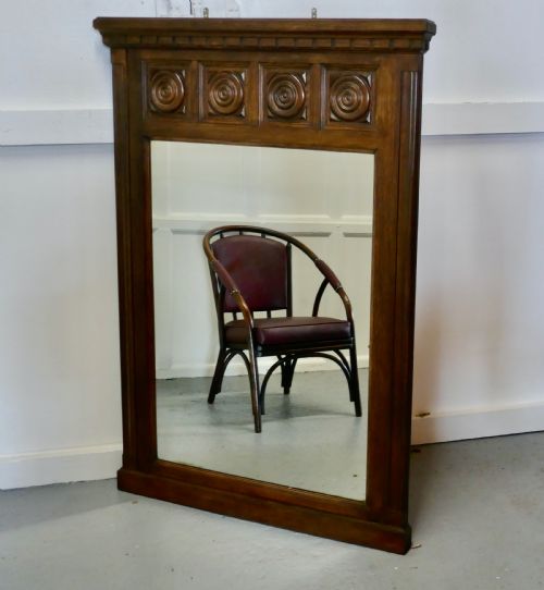A Large French Carved Oak Wall Mirror